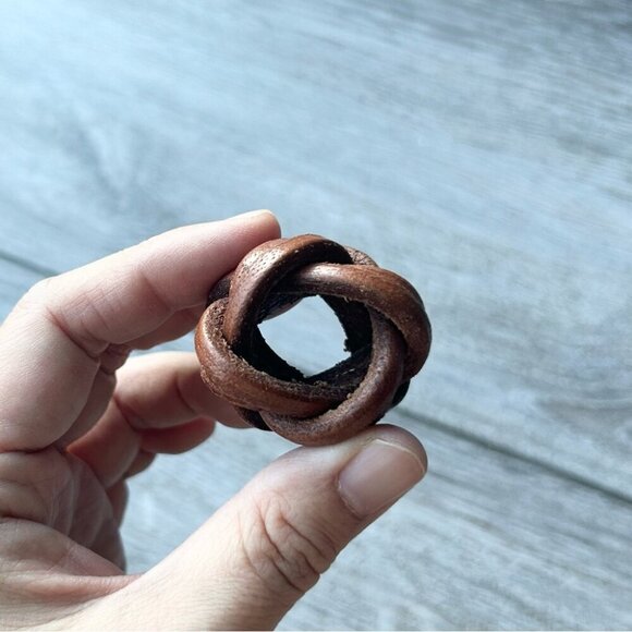 Vintage Turks Knot Boy Scout Hand Woven Wicker Neckerchief Slide - Picture 4 of 5